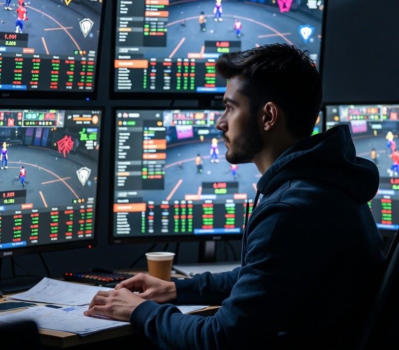 watching esports on multiple screens with betting odds displayed
